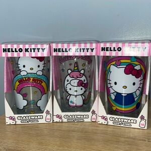 Hello Kitty Glassware Set of 3 Pint, 16oz Glass NWT
